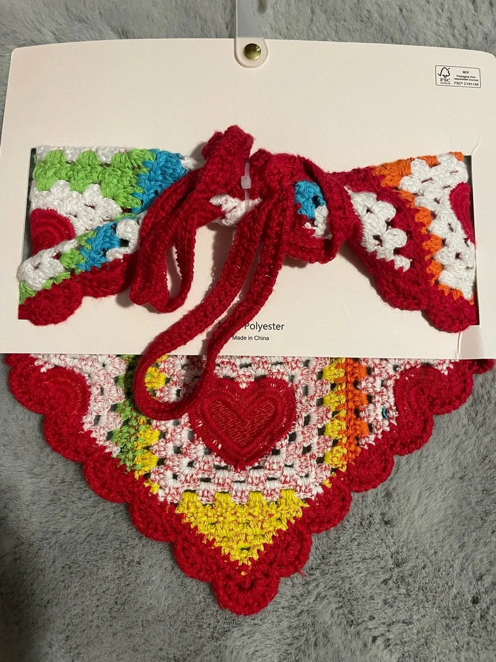 ❤️New Piper Multicolor Crochet Heart Accent Head Scarf